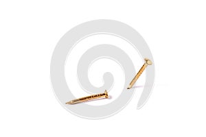 brass nails isolated on white Individuality concept