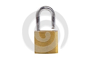 Brass Padlock Isolated On White