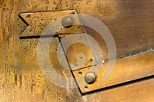 Brass plate texture, old metal background.
