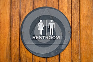 Brass restroom sign