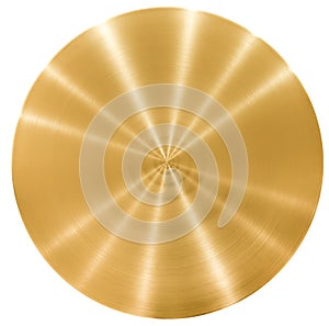 Brass round metal plate or disk photo