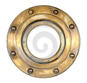 A brass ship's porthole