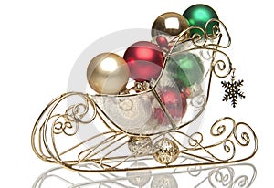 Brass Sleigh with Christmas balls