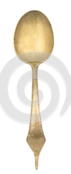 Brass spoon isolated on white background with clipping path