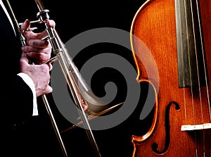 Brass and stringed instruments photo