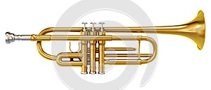 Brass trombone isolated on white background