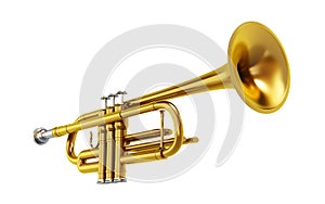Brass trombone isolated on white background
