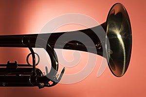 Brass trumpet bell macro closeup