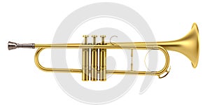 Brass trumpet isolated on white
