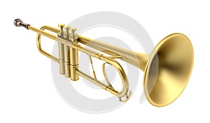 Brass trumpet isolated on white