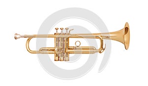 Brass trumpet isolated on white