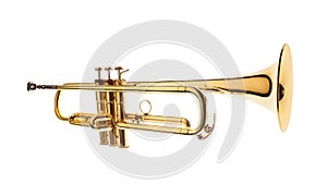 Brass trumpet isolated on white background