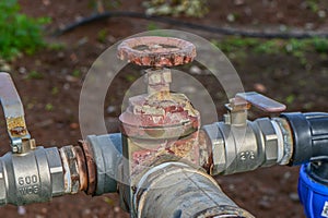 brass valve on an irrigation field in the village 3