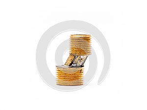 Brass yellow adapter for pipes of different diameters