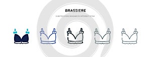 Brassiere icon in different style vector illustration. two colored and black brassiere vector icons designed in filled, outline,