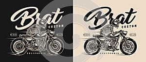 Brat style motorcycle vintage label photo