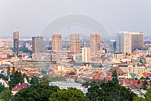 Letecký pohľad na panorámu Bratislavy. Skyline, Slovensko