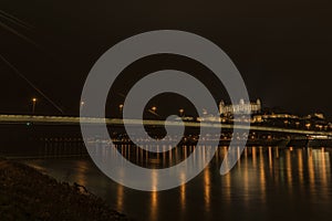 Bratislava in autumn night near Dunaj river