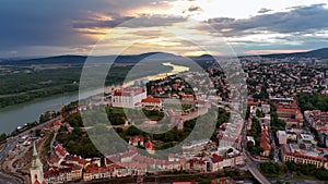 Bratislava Castle or Bratislavsky Hrad aerial panoramic view