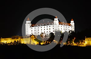 Bratislava castle at night
