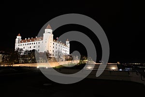 Bratislava Castle in the night, capital Bratislava, Slovakia