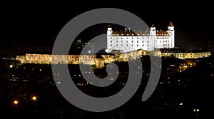 Bratislava castle in night after reconstruction