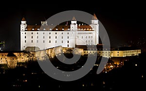 Bratislava castle in night after reconstruction