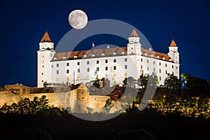 Bratislava castle at night, Slovakia