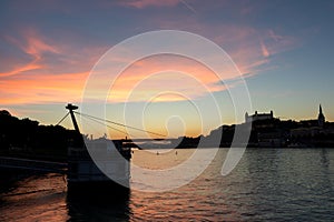 Bratislava castle and the river Danube in the evening