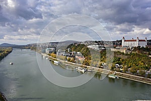 Bratislava castle and river Danube,Slovakia