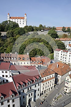 The Bratislava castle with streets of old town
