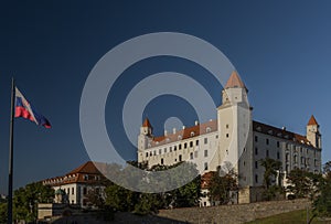 Bratislava castle in summer hot evening with blue sky in Slovakia