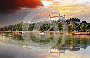 Bratislava castle at sunset, Slovakia