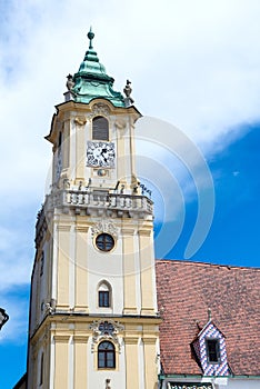 Bratislava city - view of Old Town Hall from Main Square