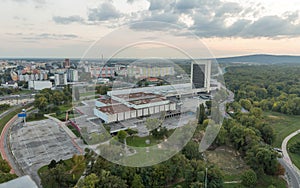 Panoráma Bratislavy s obytnou štvrťou, Slovensko.