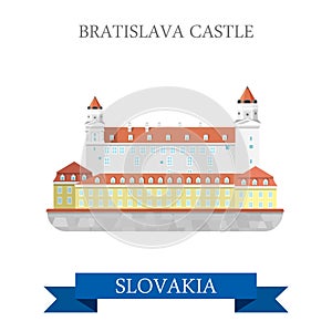 Bratislava Grad Castle Slovakia flat vector attraction sight