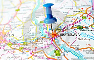 Bratislava on map