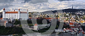 Bratislava old town cityscape with castle and Koliba mountain, Slovakia photo