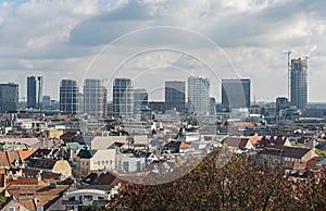 Bratislava, panorama of the new town from the castle hill