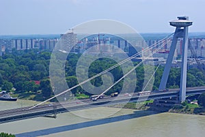 Bratislava skyline and SNP bridge