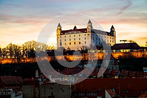 Aerial view of castle in the capital of Slovak Republic, Bratislava