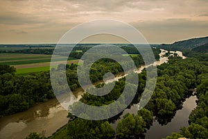 BRATISLAVA, SLOVAKIA: Beautiful landscape with Devin castle, mountais and Danube river