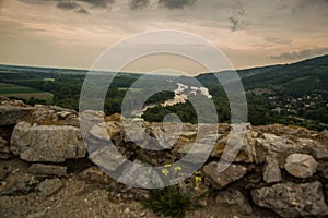 BRATISLAVA, SLOVAKIA: Beautiful landscape with Devin castle, mountais and Danube river