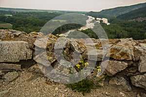 BRATISLAVA, SLOVAKIA: Beautiful landscape with Devin castle, mountais and Danube river