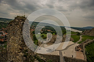 BRATISLAVA, SLOVAKIA: Beautiful landscape with an old fortress.The ruins of Devin Castle near Bratislava in Slovakia