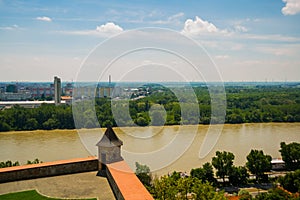 Bratislava,Slovakia: Danube river in Bratislava. Beautiful landscape with views of the city from above