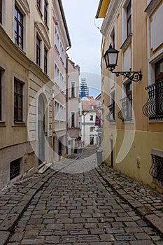 Street in the historic center of Bratislava, Slovakia