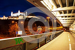 Bratislava, Slovakia. Night view of the castle