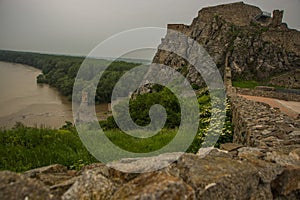 BRATISLAVA, SLOVAKIA : The ruins of Devin Castle near Bratislava in Slovakia