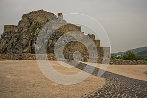 BRATISLAVA, SLOVAKIA : The ruins of Devin Castle near Bratislava in Slovakia